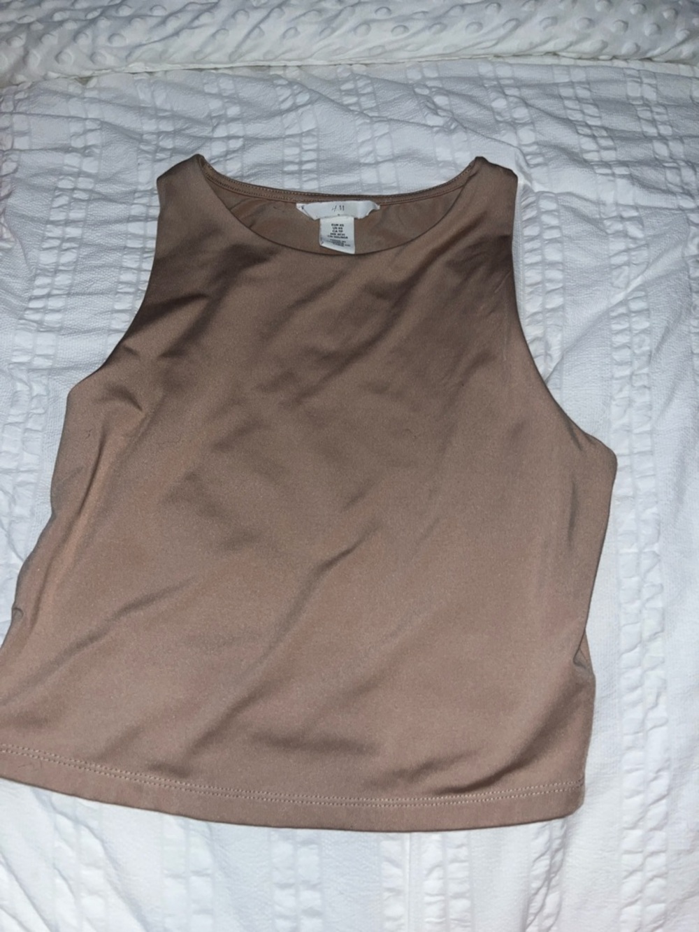 H&M Neutral Brown High Neck Crop Tank